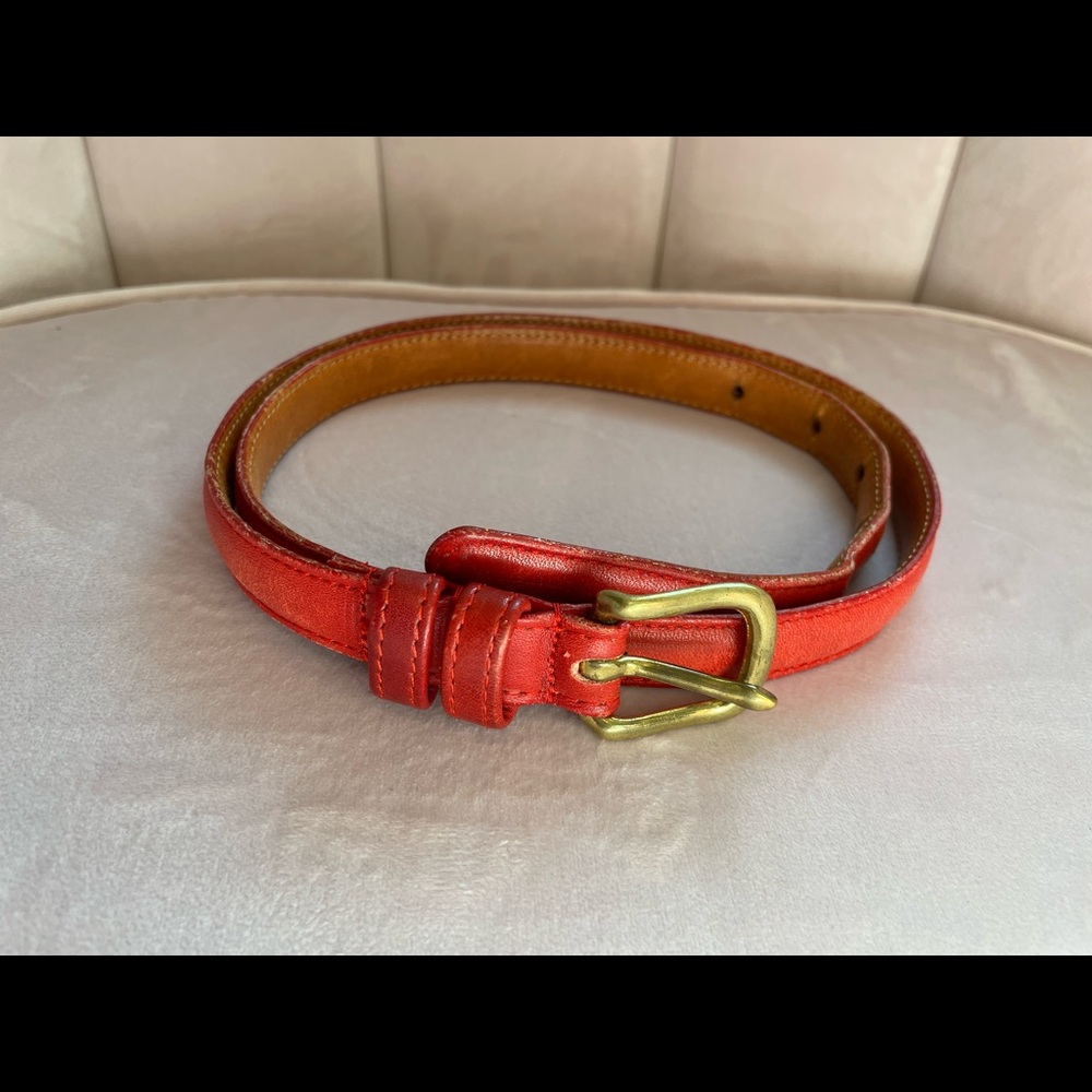 Coach Coral Red Leather Belt